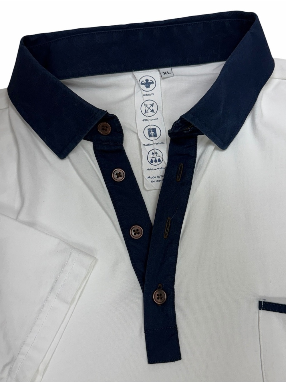 State & Liberty Polo Shirt Mens XL White Solid Performance Athletic Golf Stretch